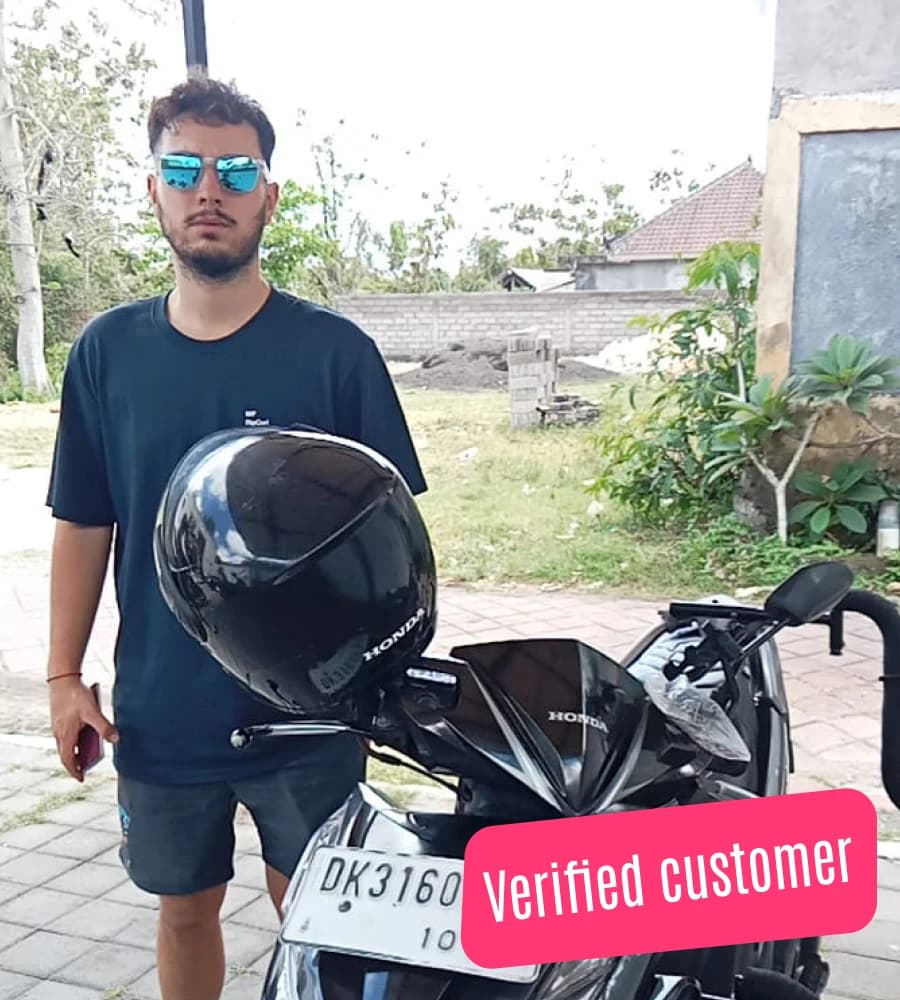 Tourist exploring Bali with our reliable scooter rental service