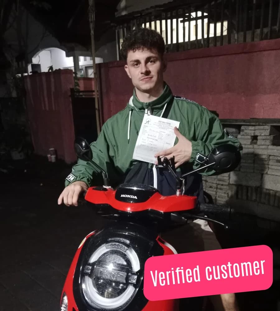 Traveler with Honda PCX rental in Bali - 5-star rated service
