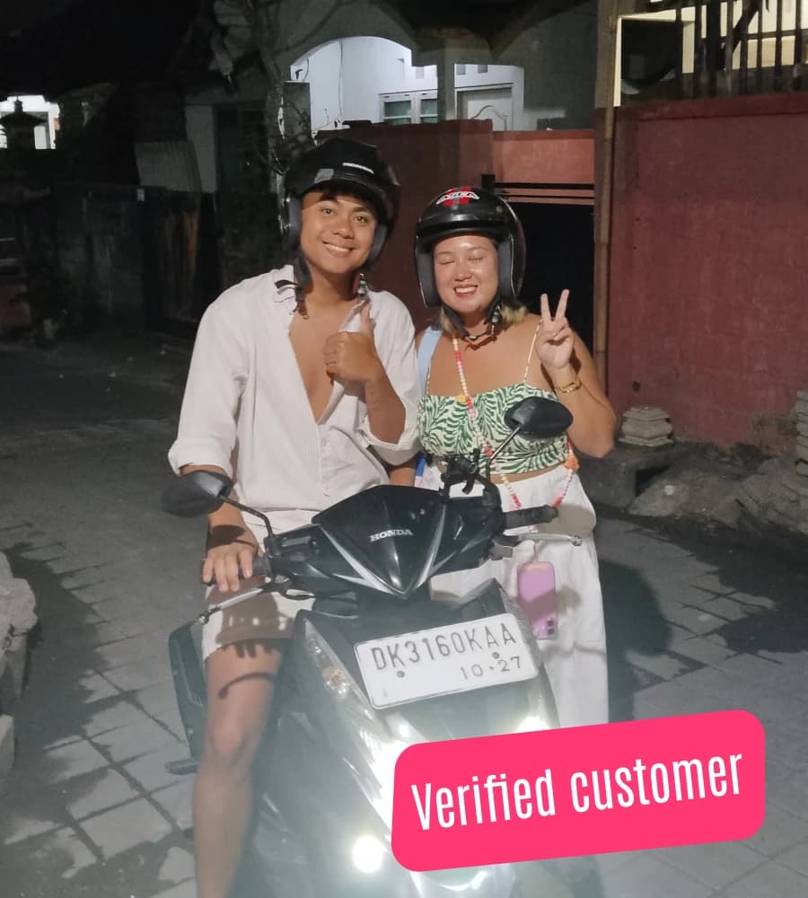 Customer enjoying Bali adventure with our premium scooter rental